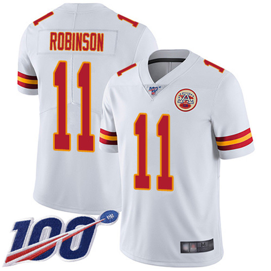 2020 Nike Chiefs #11 Demarcus Robinson White Men's Stitched NFL 100th Season Vapor Limited Jersey