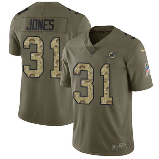 2020 Nike Dolphins #31 Byron Jones Olive/Camo Men's Stitched NFL Limited 2017 Salute To Service Jers