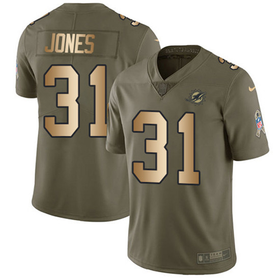 2020 Nike Dolphins #31 Byron Jones Olive/Gold Men's Stitched NFL Limited 2017 Salute To Service Jers