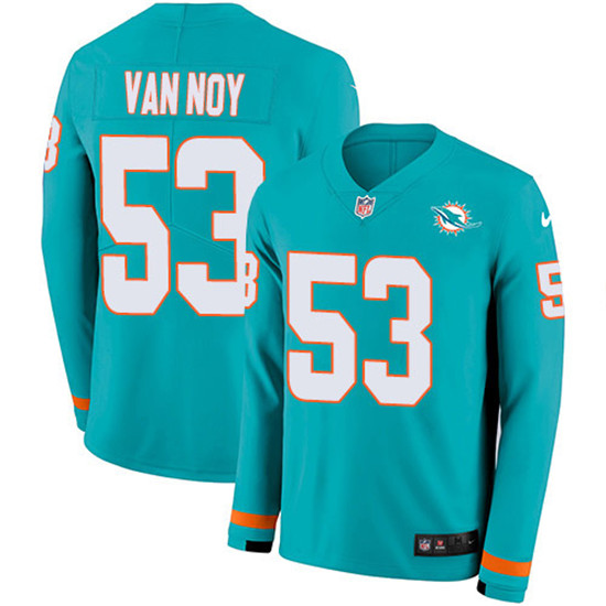 2020 Nike Dolphins #53 Kyle Van Noy Aqua Green Team Color Men's Stitched NFL Limited Therma Long Sle