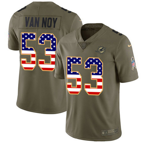 2020 Nike Dolphins #53 Kyle Van Noy Olive/USA Flag Men's Stitched NFL Limited 2017 Salute To Service