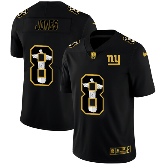 2020 New York Giants #8 Daniel Jones Men's Nike Carbon Black Vapor Cristo Redentor Limited NFL Jerse
