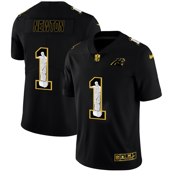 2020 Carolina Panthers #1 Cam Newton Men's Nike Carbon Black Vapor Cristo Redentor Limited NFL Jerse