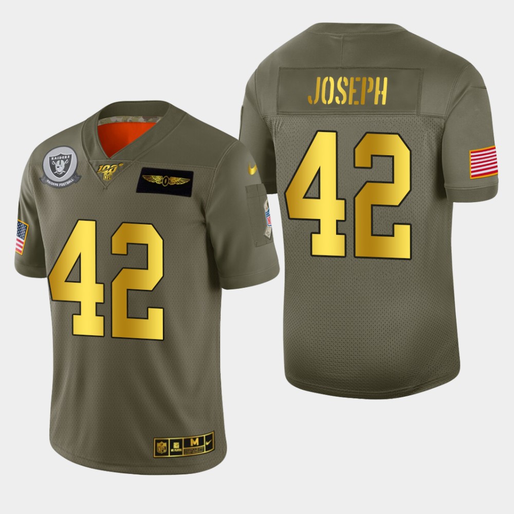 2020 Raiders #42 Karl Joseph Men's Nike Olive Gold 2019 Salute to Service Limited NFL 100 Jersey