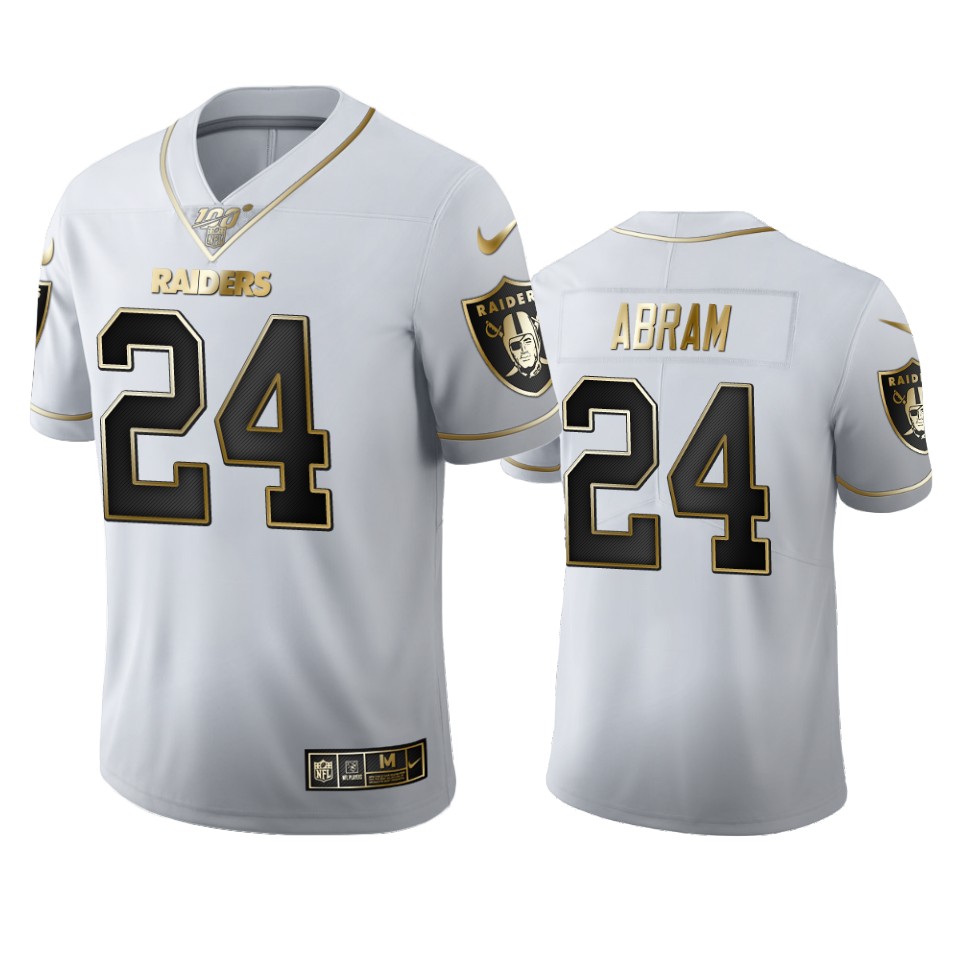 2020 Las Vegas Raiders #24 Johnathan Abram Men's Nike White Golden Edition Vapor Limited NFL 100 Jer