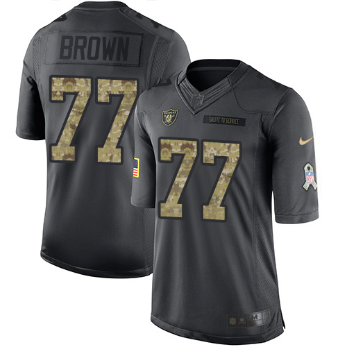 2020 Nike Raiders #77 Trent Brown Black Men's Stitched NFL Limited 2016 Salute to Service Jersey