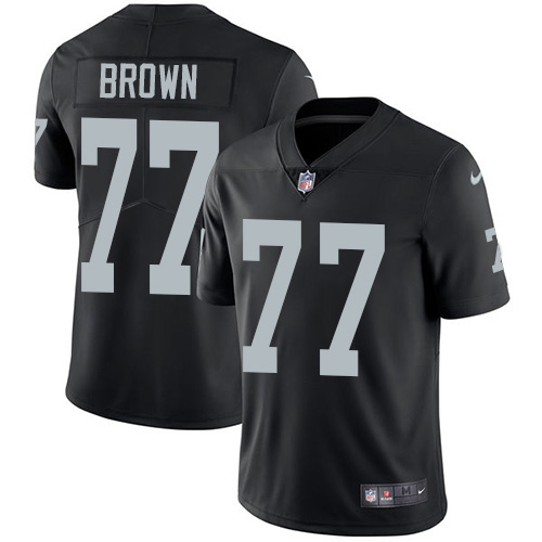 2020 Nike Raiders #77 Trent Brown Black Team Color Men's Stitched NFL Vapor Untouchable Limited Jers