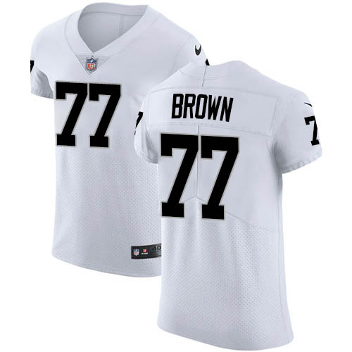 2020 Nike Raiders #77 Trent Brown White Men's Stitched NFL New Elite Jersey