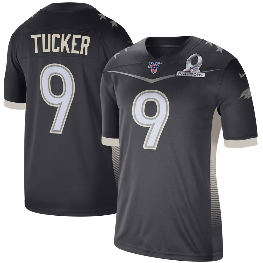 2020 Baltimore Ravens #9 Justin Tucker Nike AFC Pro Bowl Game Jersey Anthracite