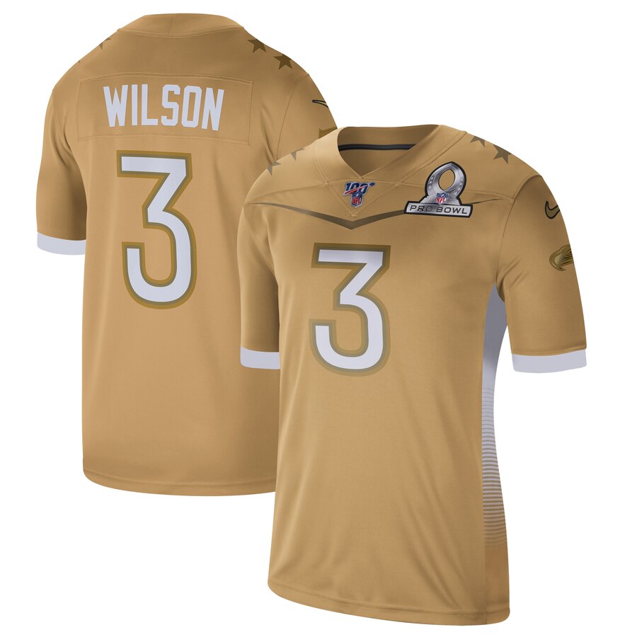2020 Seattle Seahawks #3 Russell Wilson Nike NFC Pro Bowl Game Jersey Gold
