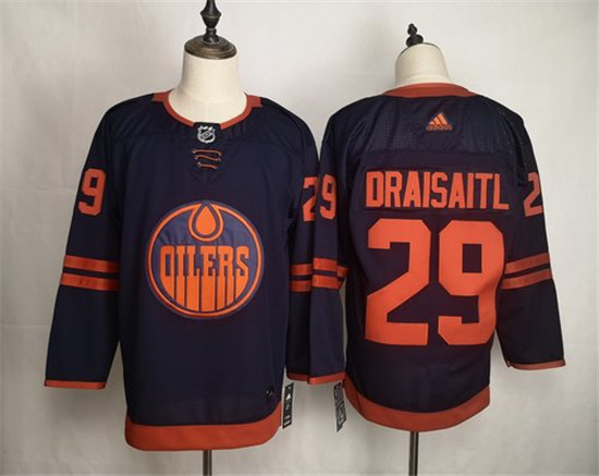 2020 Men's Edmonton Oilers 29 Leon Draisaitl Navy 50th anniversary Adidas Jersey - Click Image to Close