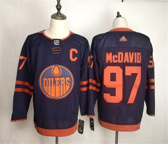2020 Men's Edmonton Oilers 97 Connor McDavid Navy 50th anniversary Adidas Jersey