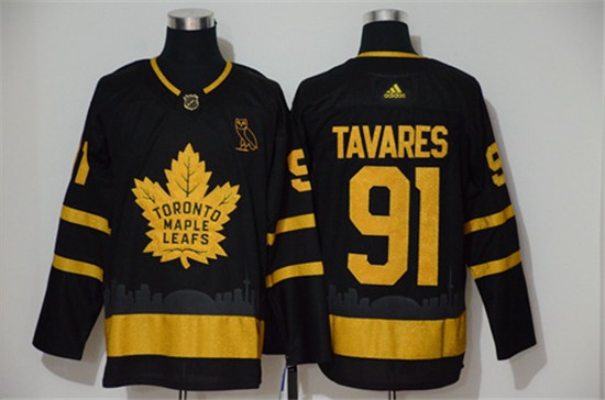 2020 Men's Toronto Maple Leafs #91 John Tavares Black City Edition Authentic Stitched Hockey Jersey