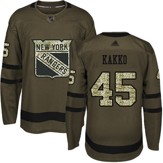 2020 Men's New York Rangers #45 Kaapo Kakko Green Salute to Service Stitched Hockey Jersey