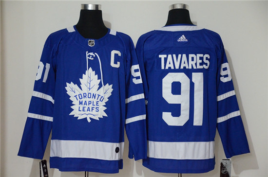 2020 Men's Toronto Maple Leafs #91 John Tavares with C Patch Royal Blue Home Stitched Adidas NHL Jer