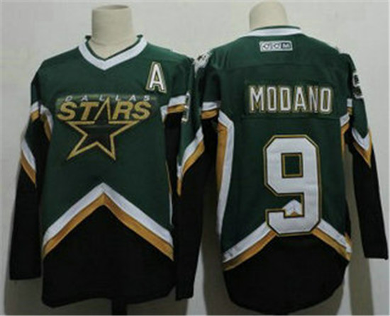 2020 Men's Dallas Stars #9 Mike Modano 2005 Green CCM Throwback Stitched Vintage Hockey Jersey