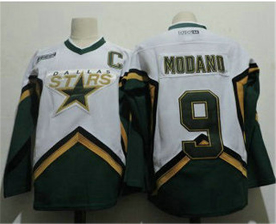 2020 Men's Dallas Stars #9 Mike Modano 2005 White CCM Throwback Stitched Vintage Hockey Jersey