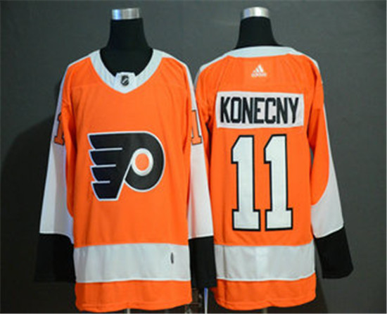 2020 Men's Philadelphia Flyers #11 Travis Konecny Orange Adidas Stitched NHL Jersey - Click Image to Close