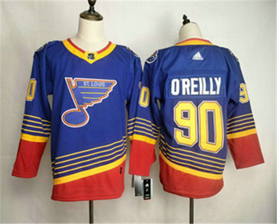 2020 Men's St. Louis Blues #90 Ryan O'Reilly Blue Adidas Stitched NHL Throwback Jersey