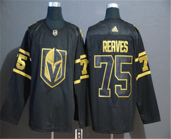 2020 Men's Vegas Golden Knights #75 Ryan Reaves Black Golden Adidas Stitched NHL Jersey - Click Image to Close