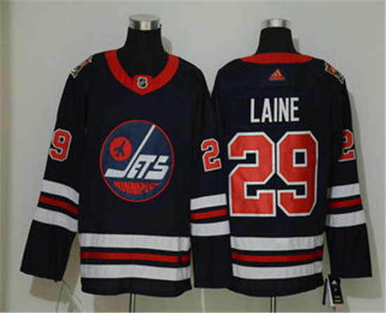2020 Men's Winnipeg Jets #29 Patrik Laine Navy Blue 2019 Heritage Classic Adidas Stitched NHL Jersey - Click Image to Close