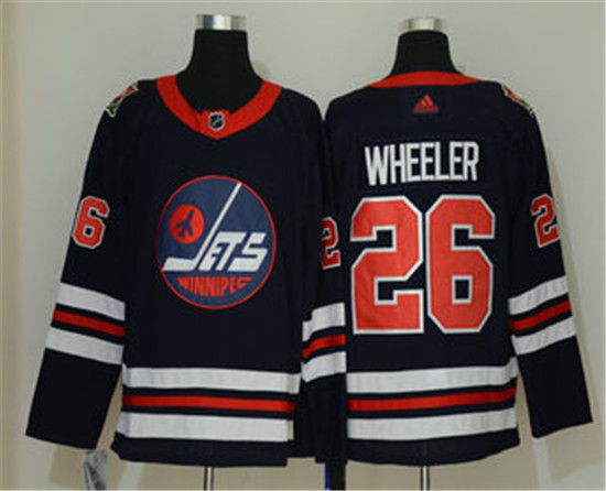 2020 Men's Winnipeg Jets #26 Blake Wheeler Navy Blue 2019 Heritage Classic Adidas Stitched NHL Jerse - Click Image to Close