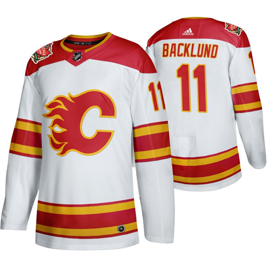 2020 Men's Calgary Flames #11 Mikael Backlund 2019 Heritage Classic Authentic White Jersey - Click Image to Close