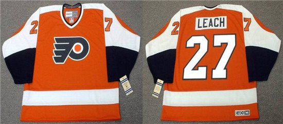 2020 Philadelphia Flyers #27 REGGIE LEACH 1974 CCM Vintage Throwback Away Hockey Jersey