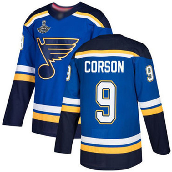 2020 Blues #9 Shayne Corson Blue Home Authentic Stanley Cup Champions Stitched Hockey Jersey