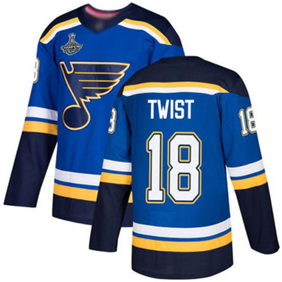 2020 Blues #18 Tony Twist Blue Home Authentic Stanley Cup Champions Stitched Hockey Jersey