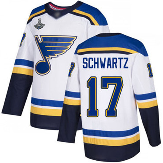 2020 Blues #17 Jaden Schwartz White Road Authentic Stanley Cup Champions Stitched Hockey Jersey