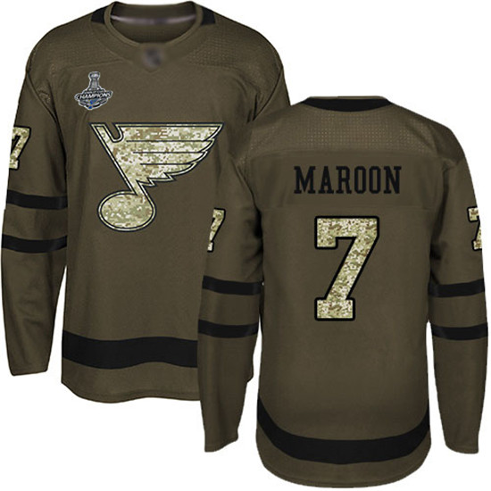 2020 Blues #7 Patrick Maroon Green Salute to Service Stanley Cup Champions Stitched Hockey Jersey