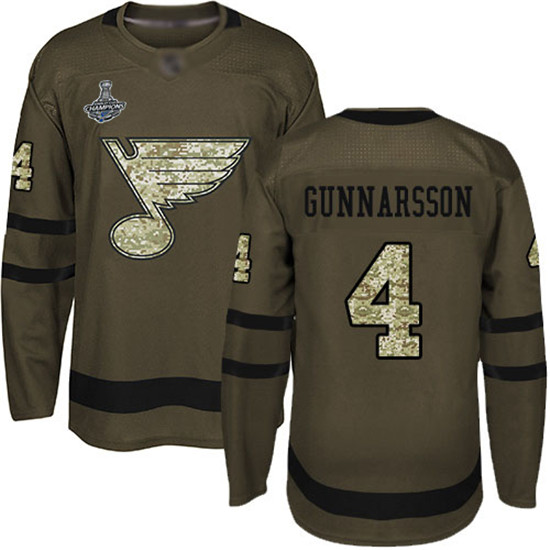 2020 Blues #4 Carl Gunnarsson Green Salute to Service Stanley Cup Champions Stitched Hockey Jersey