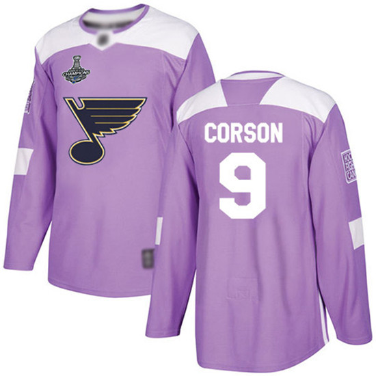 2020 Blues #9 Shayne Corson Purple Authentic Fights Cancer Stanley Cup Champions Stitched Hockey Jer