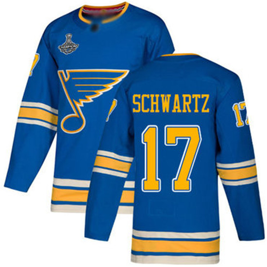 2020 Blues #17 Jaden Schwartz Blue Alternate Authentic Stanley Cup Champions Stitched Hockey Jersey