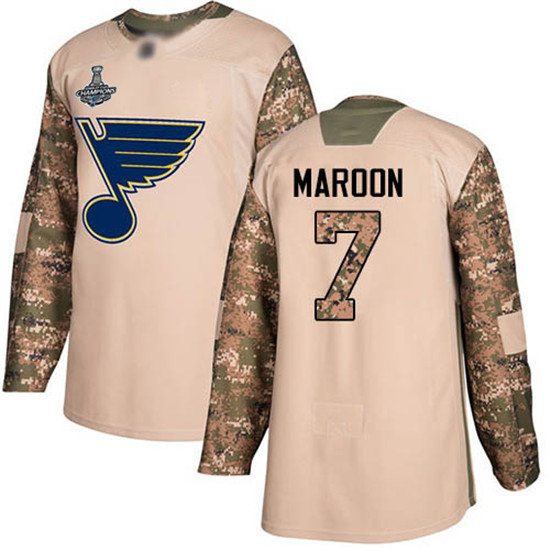 2020 Blues #7 Patrick Maroon Camo Authentic 2017 Veterans Day Stanley Cup Champions Stitched Hockey
