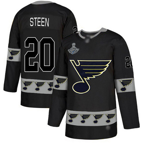 2020 Blues #20 Alexander Steen Black Authentic Team Logo Fashion Stanley Cup Champions Stitched Hock