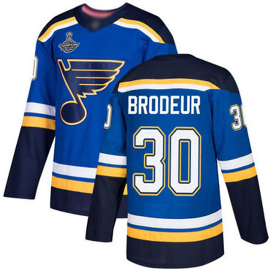2020 Blues #30 Martin Brodeur Blue Home Authentic Stanley Cup Champions Stitched Hockey Jersey