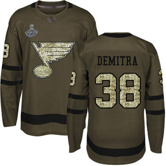 2020 Blues #38 Pavol Demitra Green Salute to Service Stanley Cup Champions Stitched Hockey Jersey