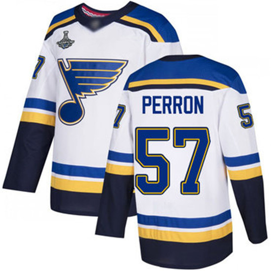 2020 Blues #57 David Perron White Road Authentic Stanley Cup Champions Stitched Hockey Jersey