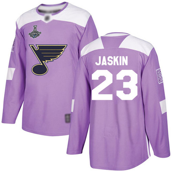 2020 Blues #23 Dmitrij Jaskin Purple Authentic Fights Cancer Stanley Cup Champions Stitched Hockey J