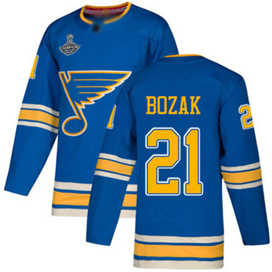 2020 Blues #21 Tyler Bozak Blue Alternate Authentic Stanley Cup Champions Stitched Hockey Jersey
