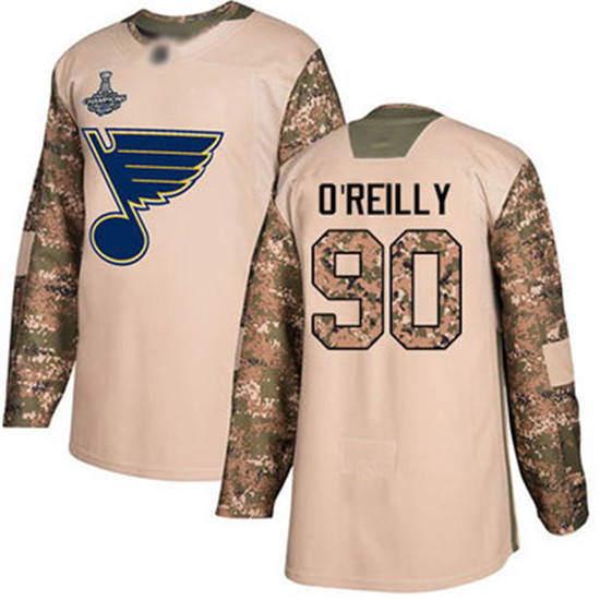 2020 Blues #90 Ryan O'Reilly Camo Authentic 2017 Veterans Day Stanley Cup Champions Stitched Hockey