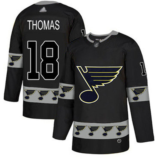 2020 Blues #18 Robert Thomas Black Authentic Team Logo Fashion Stitched Hockey Jersey