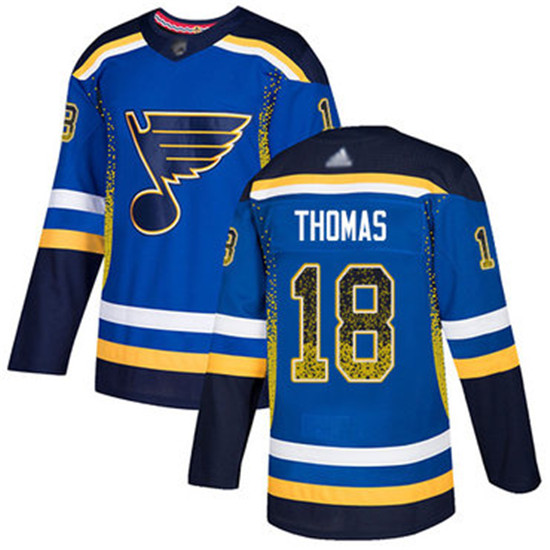 2020 Blues #18 Robert Thomas Blue Home Authentic Drift Fashion Stitched Hockey Jersey
