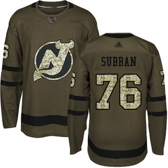 2020 Devils #76 P. K. Subban Green Salute to Service Stitched Hockey Jersey - Click Image to Close