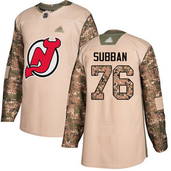 2020 Devils #76 P. K. Subban Camo Authentic 2017 Veterans Day Stitched Hockey Jersey