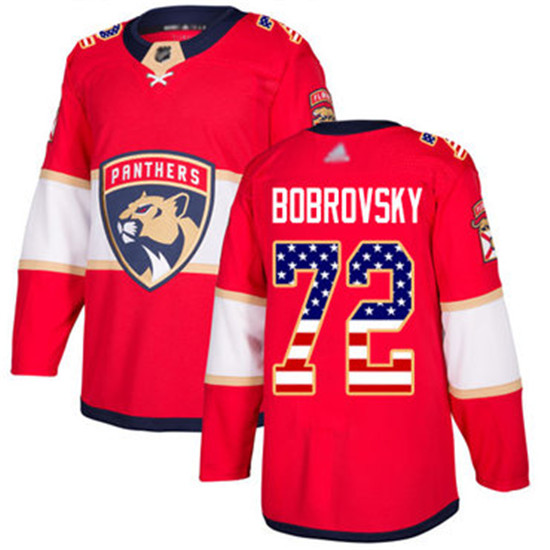 2020 Panthers #72 Sergei Bobrovsky Red Home Authentic USA Flag Stitched Hockey Jersey