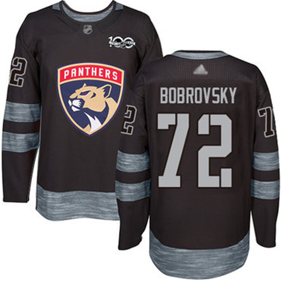 2020 Panthers #72 Sergei Bobrovsky Black 1917-2017 100th Anniversary Stitched Hockey Jersey - Click Image to Close