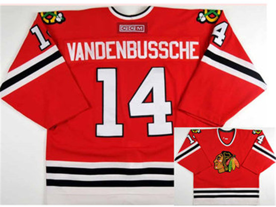 2020 Men's Chicago Blackhawks #14 Ryan Vandenbussche CCM Throwback NHL Hockey Jersey - Click Image to Close